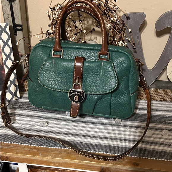 Dooney & Bourke Handbags - Dooney & Bourke Green Satchel with Brown Accents